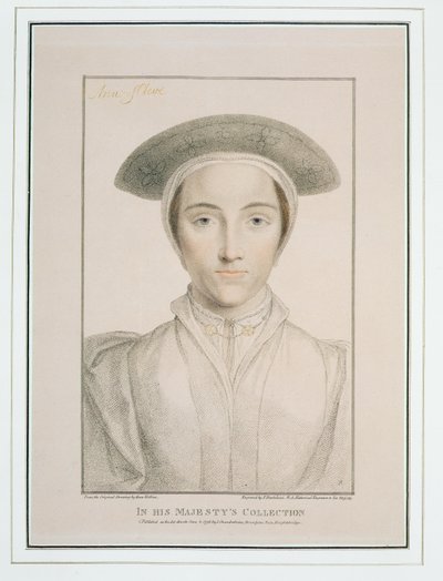 Porträt von Königin Anne von Kleve (1515-57) graviert von Francesco Bartolozzi (1727-1815) veröffentlicht 1796 von Hans Holbein der Jüngere
