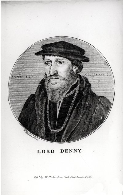 Porträt von Sir Anthony Denny (1501-49) im Jahr 1541, graviert von W. Richardson von Hans Holbein der Jüngere