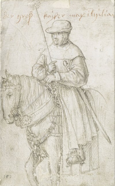 Kaiser Maximilian I in Reisekleidung zu Pferd von Hans Holbein the Elder