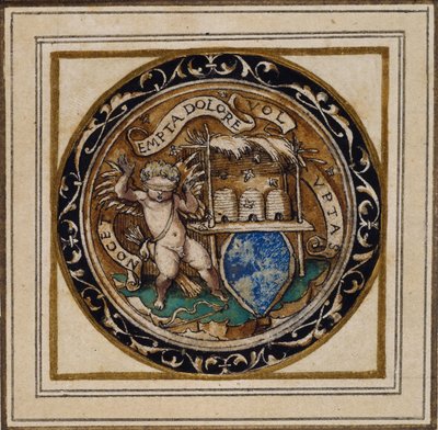 Amor von Bienen gestochen - Entwurf für ein Anhänger oder Hutabzeichen, ca. 1532-43 von Hans Holbein der Jüngere