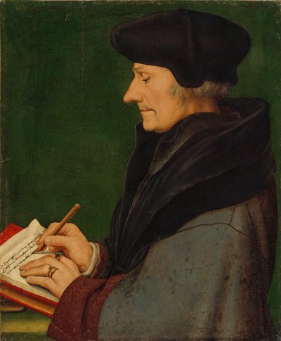 Porträt von Erasmus von Rotterdam beim Schreiben, 1523 von Hans Holbein der Jüngere