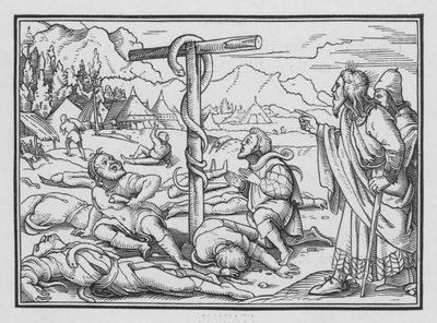 Die Eherne Schlange, Numeri XXI, 9 von Hans Holbein der Jüngere