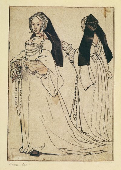 Zwei Ansichten einer Frau mit englischer Haube, ca. 1528-30 von Hans Holbein der Jüngere