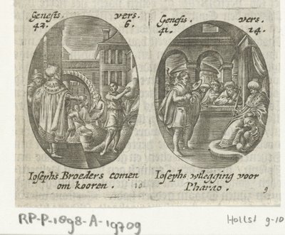 Joseph verkauft Korn an seine Brüder / Joseph deutet den Traum des Pharao von Hans Janssen