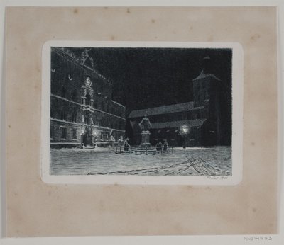 Der Platz bei der St. Knuds Kirche in Odense. Abend von Hans Julius Fæster