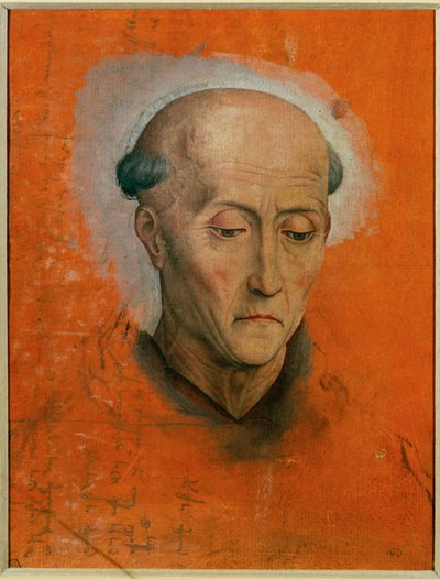 Studie für den Kopf des Heiligen Benedikt, gemalt für den Altar der Familie Morel aus Brügge von Hans Memling