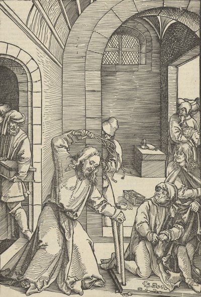 Christus reinigt den Tempel, aus Speculum passionis domini nostri Ihesu Christi, 1507 von Hans Schäufelein the Elder
