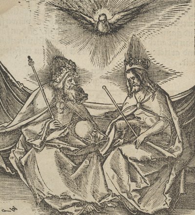 Die Heilige Dreifaltigkeit, aus Hymmelwagen auff dem, wer wol lebt..., 1517 von Hans Schäufelein the Elder