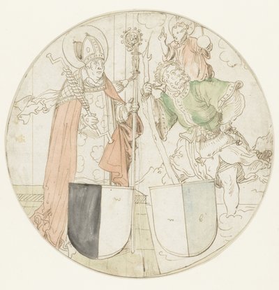 Heiliger Christophorus und Erasmus, jeder mit einem Wappenschild von Hans Sebald Beham (possibly)