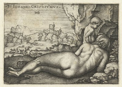 Heiliger Johannes Chrysostomus als Einsiedler in der Wüste von Hans Sebald Beham