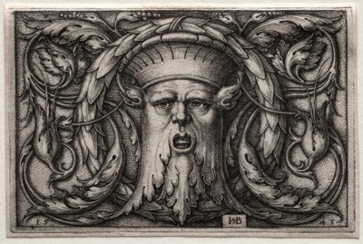 Ornament eines Satyrkopfes und Kranzes, 1543 von Hans Sebald Beham