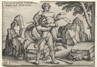 Die Arbeiten des Herkules: Herkules zerquetscht Antäus von Hans Sebald Beham