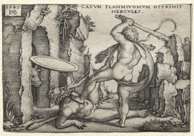 Die Arbeiten des Herkules: Herkules tötet den Riesen Cacus von Hans Sebald Beham