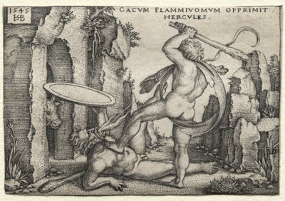 Die Arbeiten des Herkules: Herkules tötet den Riesen Cacus, 1545 von Hans Sebald Beham