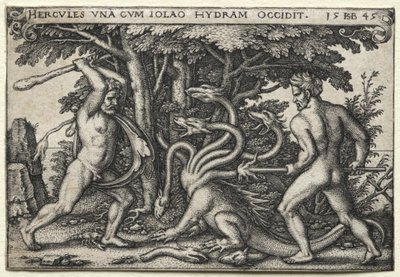 Die Arbeiten des Herkules: Herkules tötet die lernäische Hydra von Hans Sebald Beham