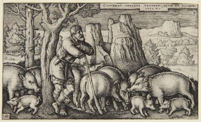 Der verlorene Sohn III: Der Sohn unter den Schweinen von Hans Sebald Beham