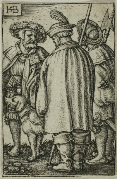 Drei Soldaten und ein Hund von Hans Sebald Beham
