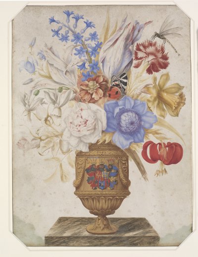 Blumen in einer vergoldeten Vase mit dem Wappen von Holstein-Gottorp von Hans Simon Holtzbecker