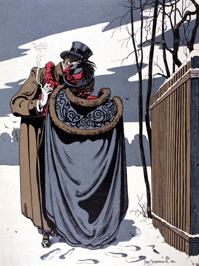 Auf Schnee, galante Szene von Hans Stubenrauch