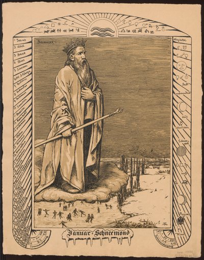 Allegorie des Januars. Entwürfe zum "Immerwährenden Bilderkalender", Teil I, 1881-1901 von Hans Thoma