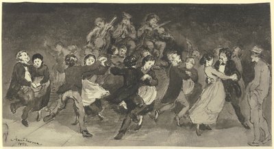 Tanzende Paare in einem Gasthaus von Hans Thoma