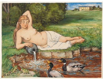 Nymphe an einem Bach von Hans Thoma