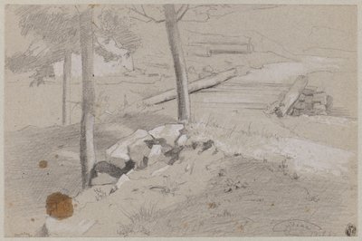 Gefällter Baum am Waldrand von Hans Thoma