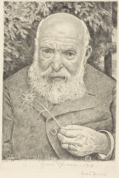 Selbstporträt VI mit Blume von Hans Thoma