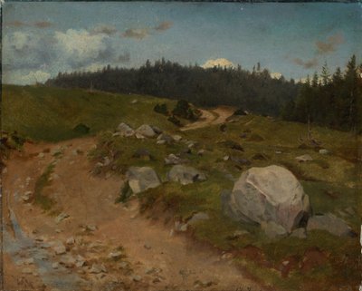 Steiniger Weg am Waldrand von Hans Thoma