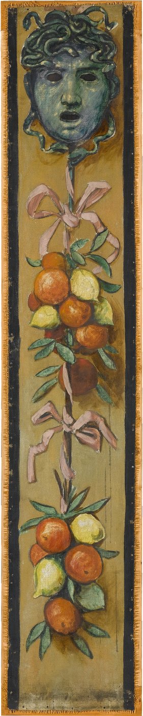 Wandfries aus dem Musiksaal des Hauses Pringsheim, München: Medusenhaupt, Orangen- und Zitronenbündel. Links von Inv.-Nr. 1925 von Hans Thoma