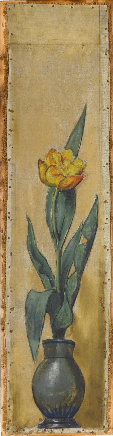 Wandfries aus dem Musiksaal des Hauses Pringsheim, München: Vase mit gelber Tulpe. Rechts von Inv.-Nr. 1927 von Hans Thoma