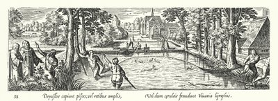 Fische fangen in einem Teich von Hans after Bol
