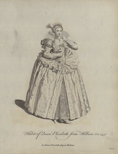 Kleidung von Königin Elizabeth nach Holbein, 1551 von Hans after Holbein the Younger