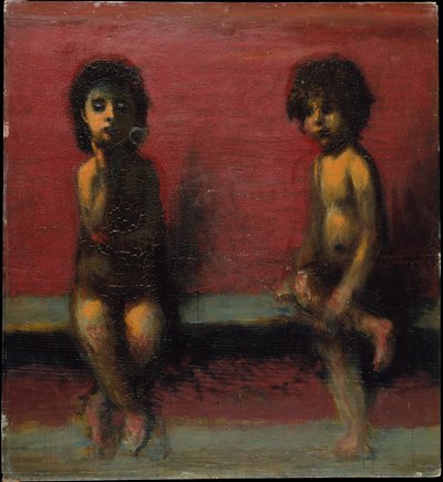 Zwei sitzende Kinder von Hans von Marées