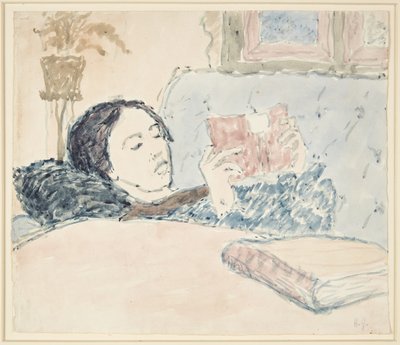Interieur mit einer der Schwestern des Künstlers, die liest von Harald Giersing