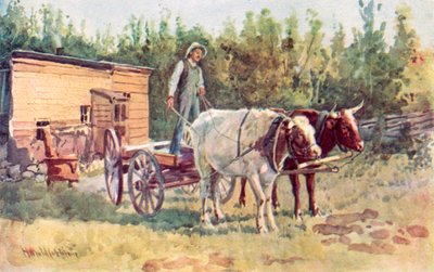 Eine Junggesellenhütte und sein Ochsengespann von Harold Copping