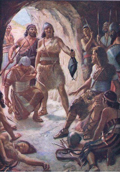 Davids drei mächtige Männer, Illustration aus Bilder, die lehren Die Kronenserie, 1920 von Harold Copping