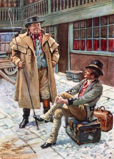 Sam Weller und sein Vater (Farblithografie) von Harold Copping