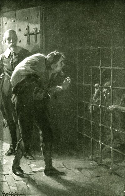 Der Mann im eisernen Käfig (Lithografie) von Harold Copping