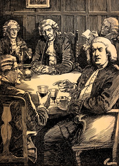 Dr. Johnson diskutiert mit seinen Freunden, ca. 1900, 1912 von Harold Edward Hughes Nelson
