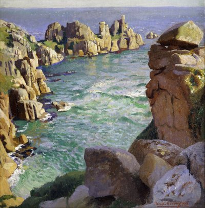 Logans Rock, Porthcurno Beach, Cornwall von Harold Harvey