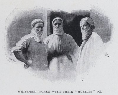 Weißbettfrauen mit ihren "Maulkörben" (s/w Foto) von Harold Hume Piffard