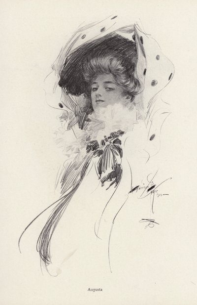 Porträt einer Frau namens Augusta (Lithografie) von Harrison Fisher