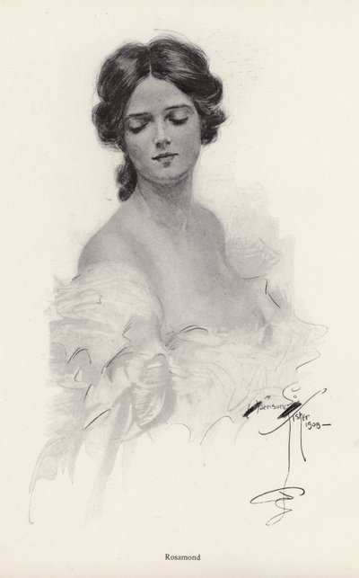 Porträt einer Frau namens Rosamond von Harrison Fisher