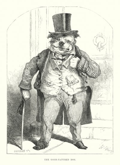Lustige Hunde: Der gutmütige Hund (Gravur) von Harrison William Weir