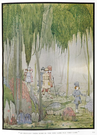 "Er brachte sie auf demselben Weg zurück, den sie gekommen waren." Illustration zur Geschichte 