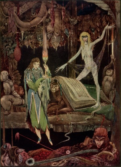 "Mir scheint, ein Millionen Narren im Chor / toben und werden nie müde", Illustration aus Faust von Goethe, übersetzt von John Anster von Harry Clarke