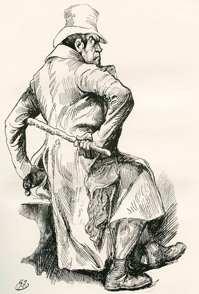 Bill Sikes. Illustration von Harry Furniss für den Charles Dickens Roman Oliver Twist, aus der Testimonial Edition, veröffentlicht 1910 von Harry Furniss