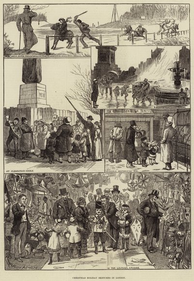 Weihnachtsferien-Skizzen in London von Harry Furniss