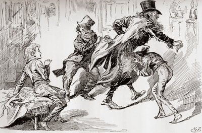 Die Diebesküche. Oliver wird gezeigt, wie es gemacht wird, Illustration aus 